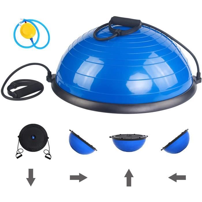 Balance Trainer, Demi-Ballon d’Entraînement Ø 62 cm, avec Câbles de Resistance et Pompe, pour Yoga, Gymnastique et Autres Sports BAS