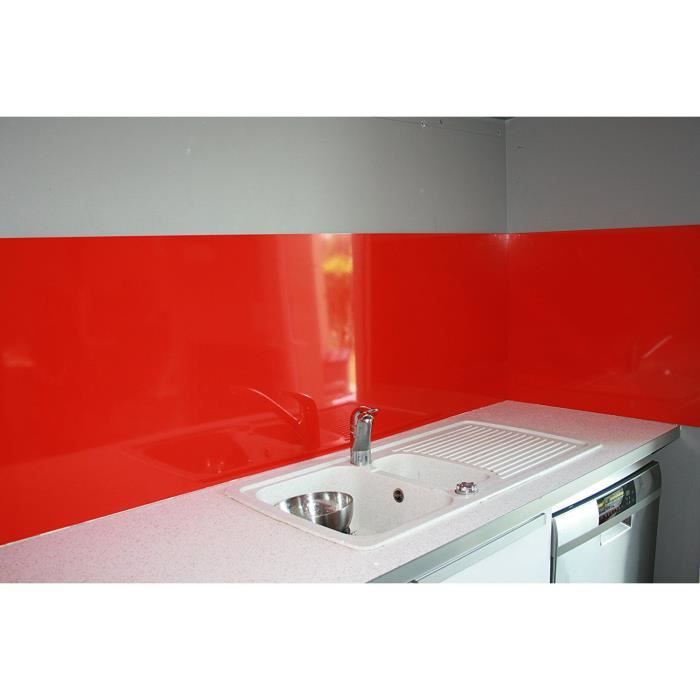 Credence Rouge RAL 3020 - H 55 cm x L 90 cm-Fond de hotte