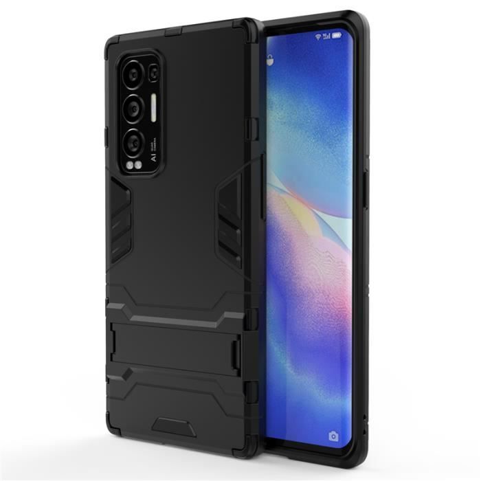 Coque OPPO Find X3 Lite, Avec Support Armure Ultra-fin Supérieure Robuste Durable Antichoc Protection, Noir