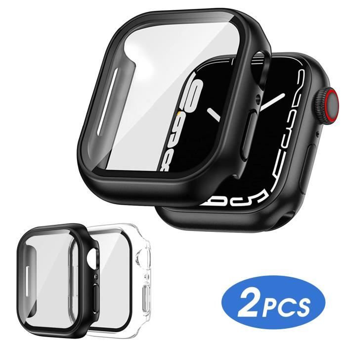 Blackview 2 Pack Protection écran Coque pour Apple Watch Series 6/5/4/SE 44mm Protection rigide étui transparent écran verre trempé