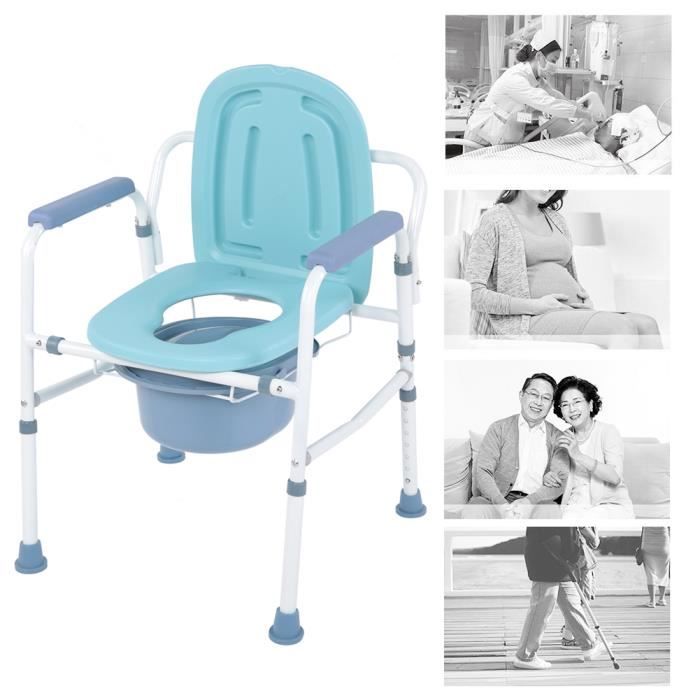 Chaise percée Chaise toilettes Chaise de toilettes Réglable avec bassin Urinal urine Avec couvercle WC Commode Adulte 116103 -COO