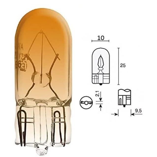AMPOULE 24V 5W T10 W2.1x9.5D ORANGE W5W WEDGE VERRE VOITURE CAMION CLIGNOTANT TABLEAU DE BORD VOYANT FEU POSITION