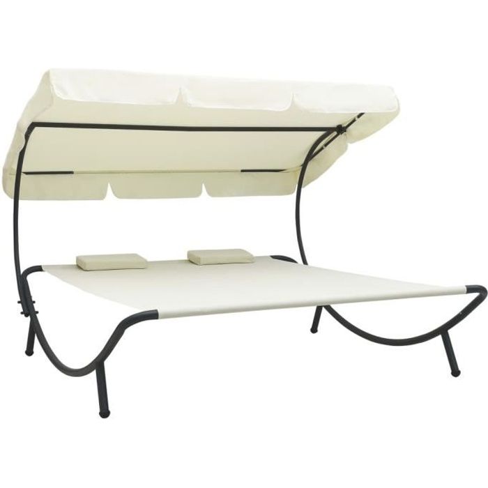 MAG Lit de repos d'extérieur avec auvent et oreillers Blanc crème 7334379405528