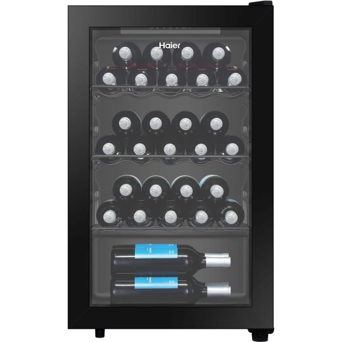 HAIER HWS31GGE - cave a vin de service Series 3 - pose libre - 31 bouteilles - mono zone - H 83 x L 49,9 cm - Noir