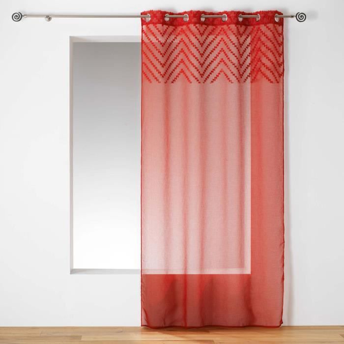Voilage au parement zig zag en fils coupés Terracotta 140 x 240 cm