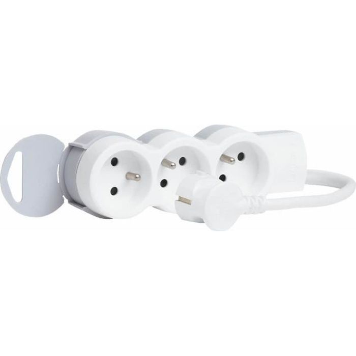 LEGRAND Rallonge multiprise standard 3x2 P+T cordon 3 m blanc et gris