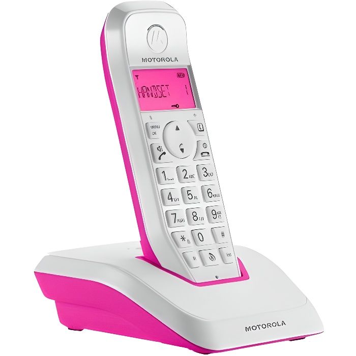 Motorola Startac S1201 Téléphone sans fil avec ID d'appelant-appel en instance DECT blanc, rose