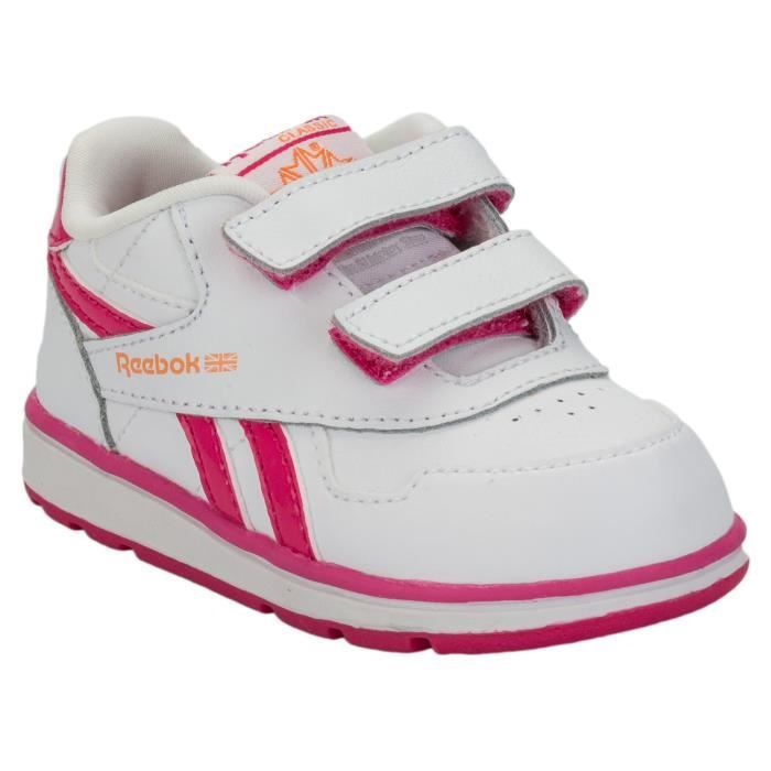 Baskets Reebok Classic Dash Court 2 pour bébé fille en blanc et rose