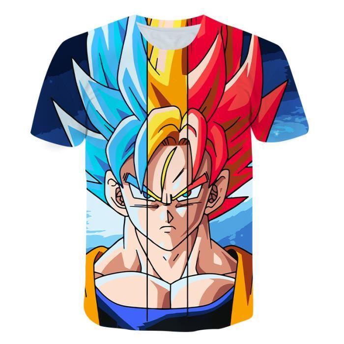 T shirt Japon,T-Shirt dragon ball pour enfants de 4 à 14 ans, vêtements pour Garçons, impression 3D, dessin animé japonais, hauts d