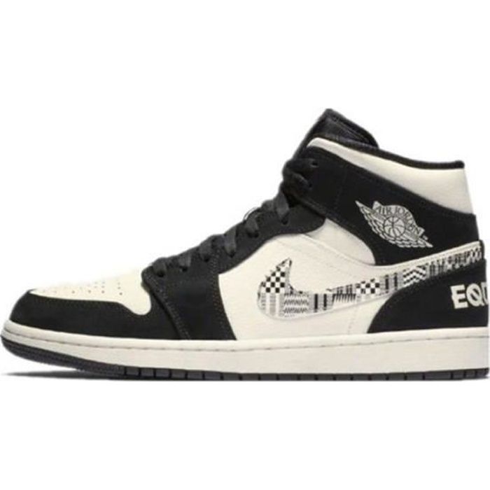 Basket Air Jordan 1 Mid-BHM Equality-Chaussure de Sports Air Jordan One AJ 1 Pas Cher pour 852542-010 Homme Femme