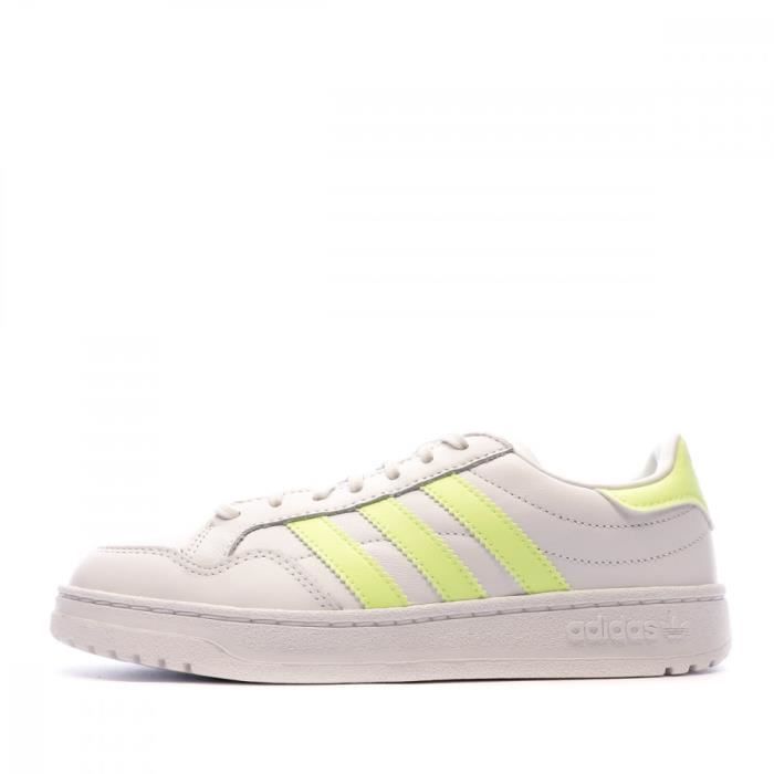Baskets Blanche/Jaune Femme Adidas Team Court