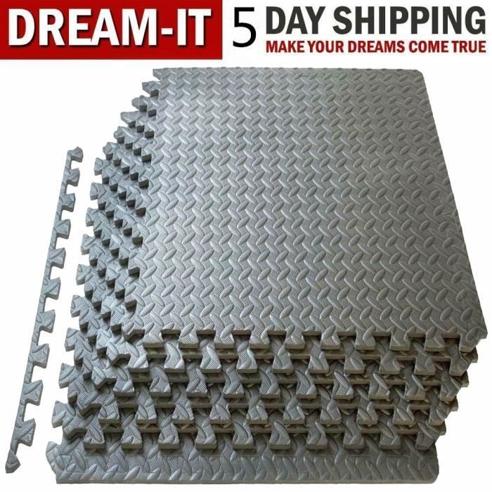 16 PCS Tapis de sol Tapis Yoga en mousse EVA Interlocking Gym Jouer Puzzle Mat Couleur Noire