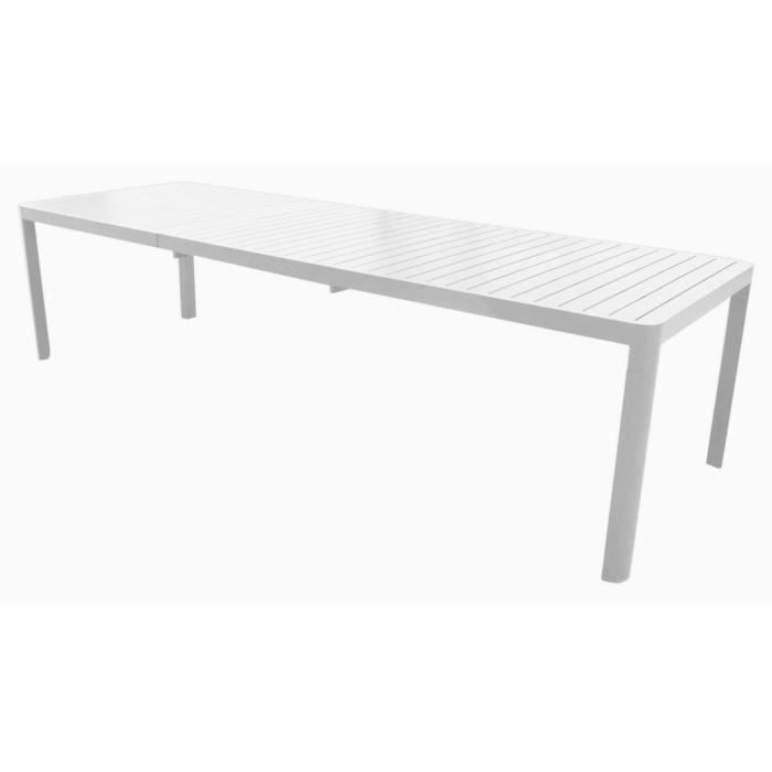 Table de jardin extensible en aluminium coloris blanc - L.200-300 x P.100 x H.75 cm