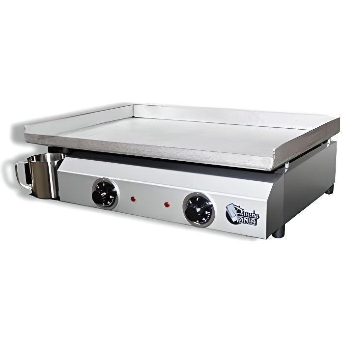 Plancha TONIO Plancha Electica 6 à 12 Personnes Electrique 220-230V-Plaque De Cuisson INOX 4 mm-Caisson Inox-3000W-Thermostat