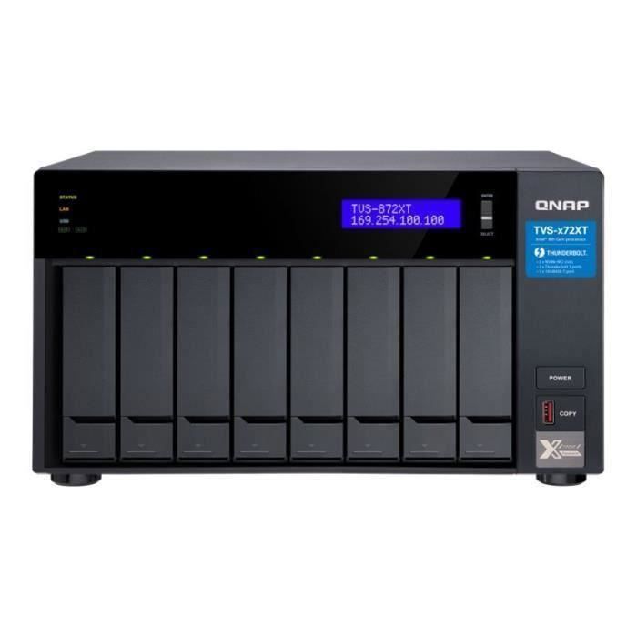QNAP TVS-872XT - Serveur NAS - 8 Baies - SATA 6Gb/s - RAID 0, 1, 5, 6, 10, 50, JBOD, 60 - RAM 16 Go