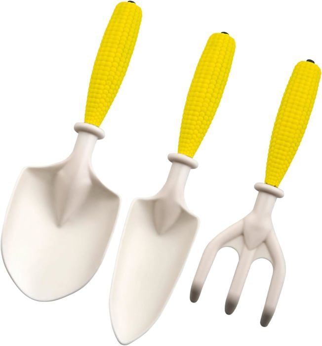 Kindsgut Set Jardinage Enfants Bois & Métal – 4 Pelles + 2 Panneaux Plantes Dans Sac, Idéal Pour Jeu Plein Air & Jardin