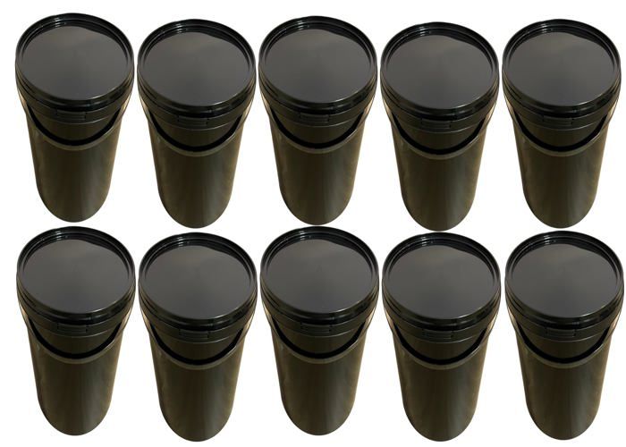 Seau 5 L Noir Silplast Lot de 10 pièces avec couvercle en plastique alimentaire empilables pour stockage de lait de farine