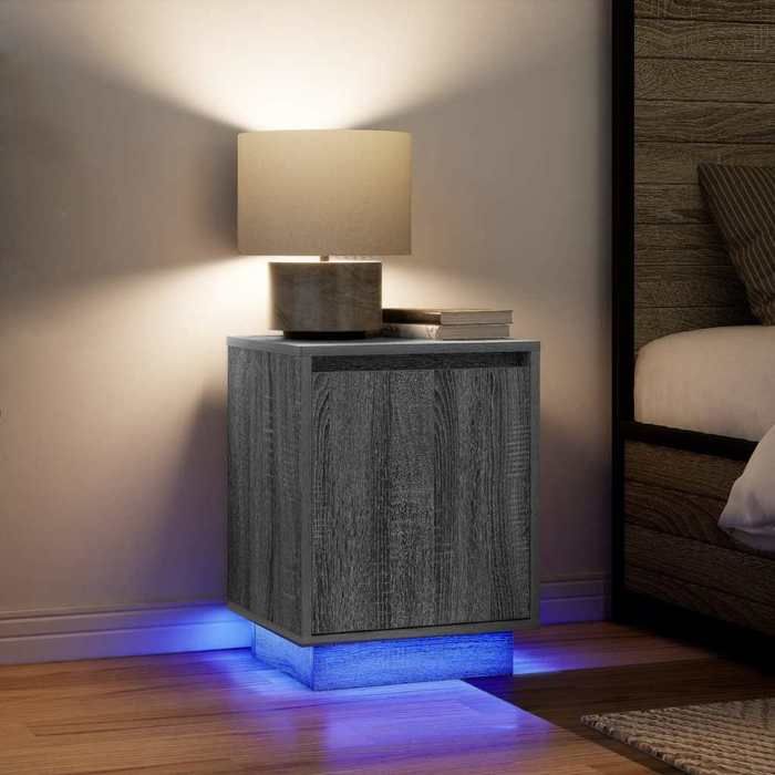 VidaXL Tables de chevet avec lumières LED 2 pcs sonoma gris 38x34x50cm table dappoint armoire de lit table dappoint 861276