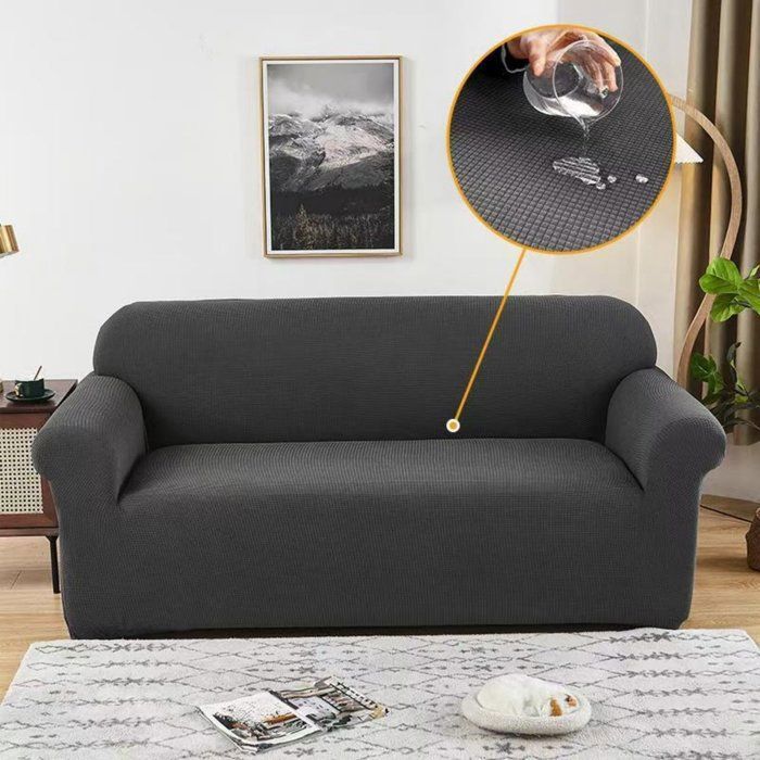 Housse de Canapé Extensible 3 Places FOOTIER avec Accoudoirs Protecteur de Canapé Imperméable pour 180 à 230 cm Gris