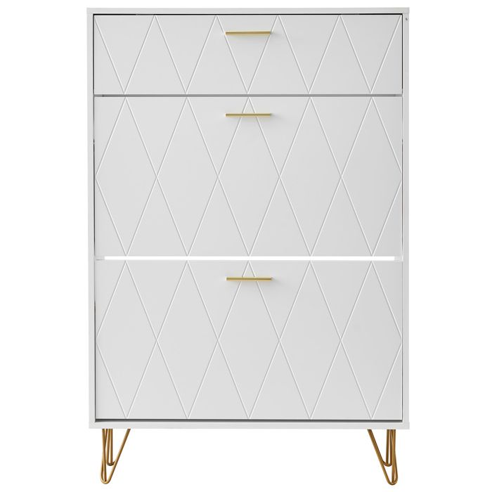 Meuble à Chaussures - DUOKU - HZS004 - 3 Tiroirs Rabattables - Blanc - Rangement Entrée