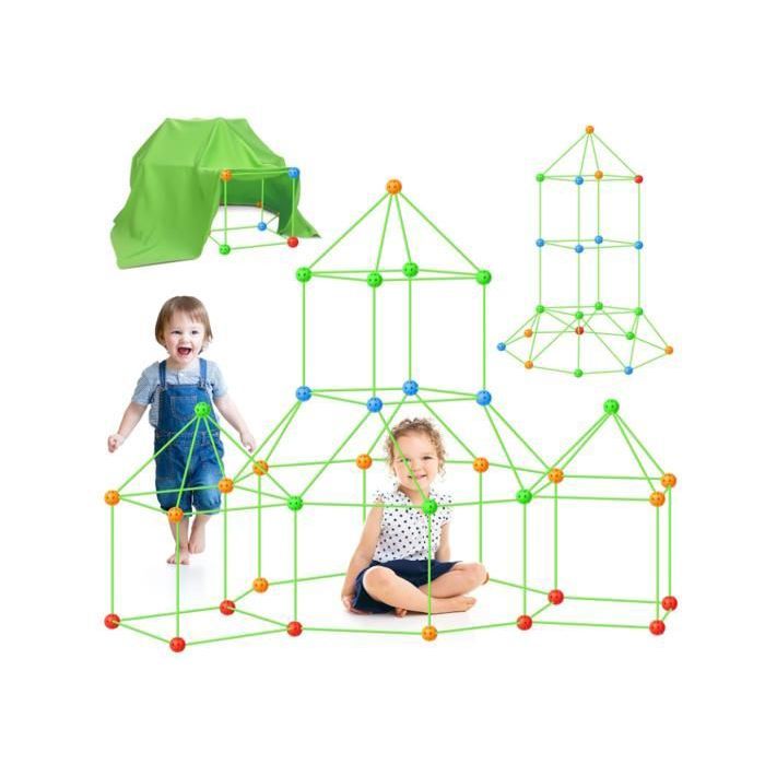 156 Pcs Kids Fort Building Kits Jouet Fort créatif pour garçon et Fille de 5+ Ans Bricolage Puzzle Maison Jouet Construisez Votre