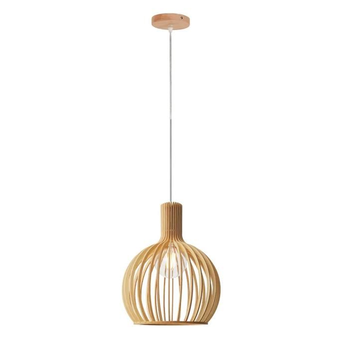 Suspension Design MINKA Ø28 cm en Bois – Style Nordique Artisanal E27 Hauteur Réglable
