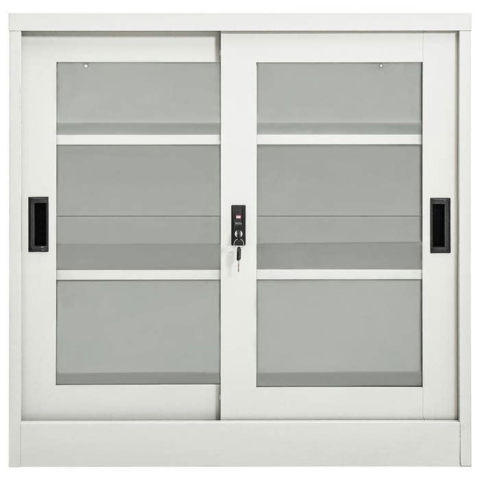 283282& Armoire à portes coulissantes - Matériau durable - Gris clair 90x40x90 cm Acier 283282& Armoire à portes coulissantes - Matériau durable - Gris clair 90x40x90 cm Acier