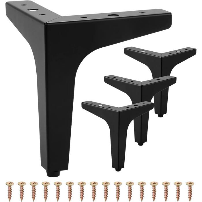 Lot de 4 pieds de meubles modernes en métal en forme de triangle pour placard canapé fauteuil pouf 13 cm