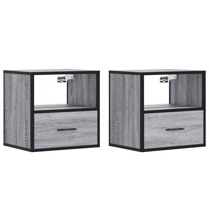 JILLS - Ensemble de 2 armoires de chevet Tables de chevet murales Lot de 2 - sonoma gris 40x31x39 5cm OCT27683824