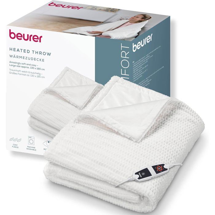 Couverture chauffante Beurer Helsinki Douillette 6 Niveaux de température Lavable