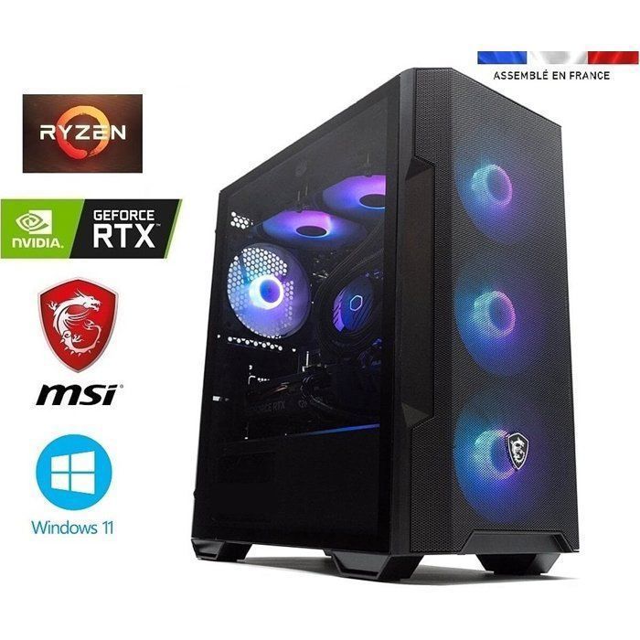 PC Gamer MSI Ryzen 7 RTX 5060 8Go MSI GAMING Ram SSD Windows 11