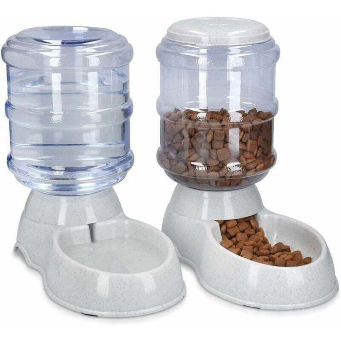 2X Distributeur Croquettes et Eau Accessoire pour Chat et Chien 2X Gamelle Automatique Nourriture pour Chat Chien Capacité 38L