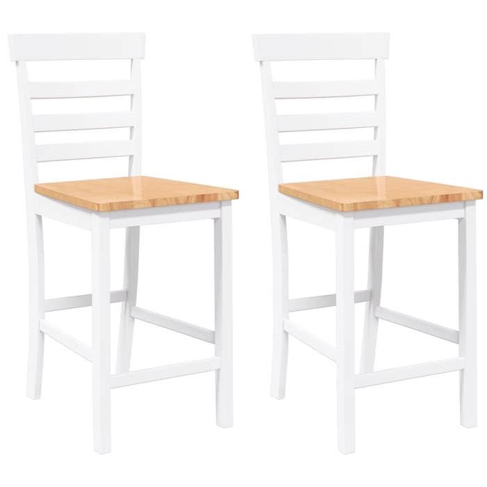 “Winter SaleTOP Tabouret/Chaise de bar Blanc - Tabourets de bar 2 pcs blanc bois massif dhévéa PRO31630