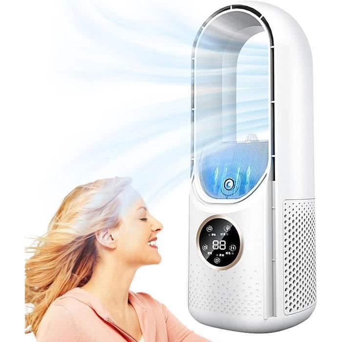 Ventilateur sans Pales - Silencieux Ventilateur Tour avec 6 Vitesses 8H Minuterie - Ventilateur Colonne avec humidification - Label - Peysaitr