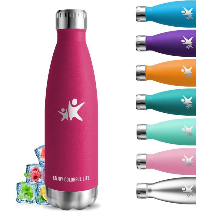 TRAHOO-Gourde Isotherme Gourde 500ml Anti Fuite Gourde Inox 24h Froid & 12h Chaud Gourde Metal Facile à Transporter Go[J219]