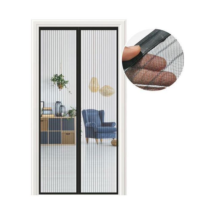 Moustiquaire magnétique pour porte 85 x 200 cm – Noire sans perçage fermeture automatique