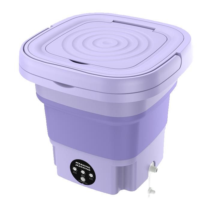 Machine à laver pliable portable 8 L - 10 l avec poignée laveuse et sécheuse combinées 26 x 26 x 27 cm - violet
