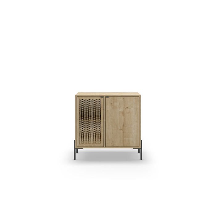 STERA - Mini commode 2 portes 83cm en mélamine - Chêne clair STERA - Mini commode 2 portes 83cm en mélamine - Chêne clair