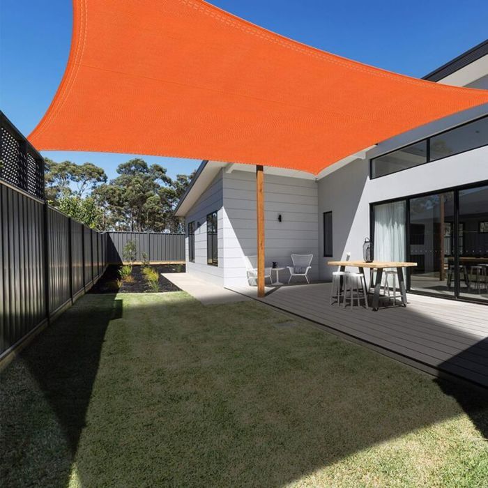 Voile ombrage rectangulaire 2x3m orange imperméable UV avec corde pour jardin terrasse piscine