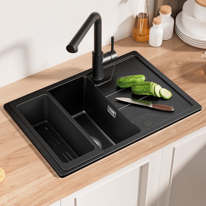 Évier de cuisine - CECIPA MAX - 65x45 cm - 1 bac - Granit - Égouttoir réversible