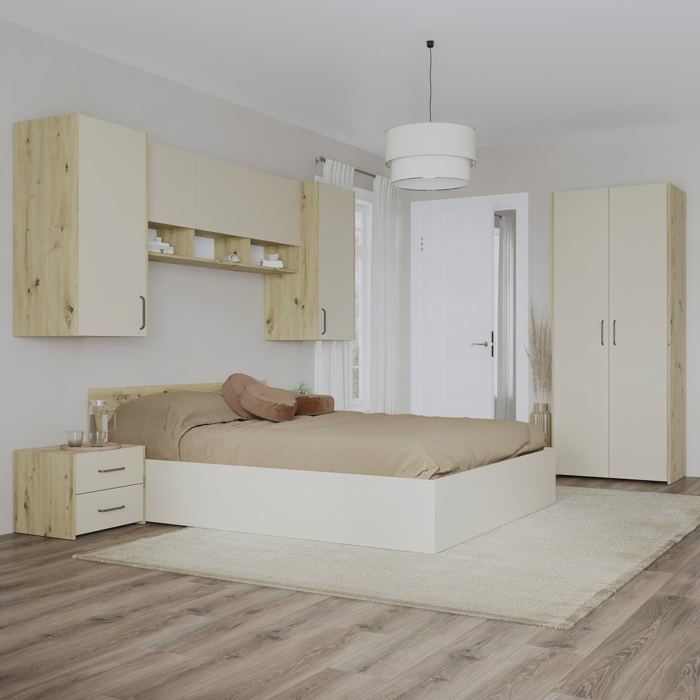 Ensemble chambre haaus Malmo V17 Lit 200 x 140 cm Chêne Artisan/Argile