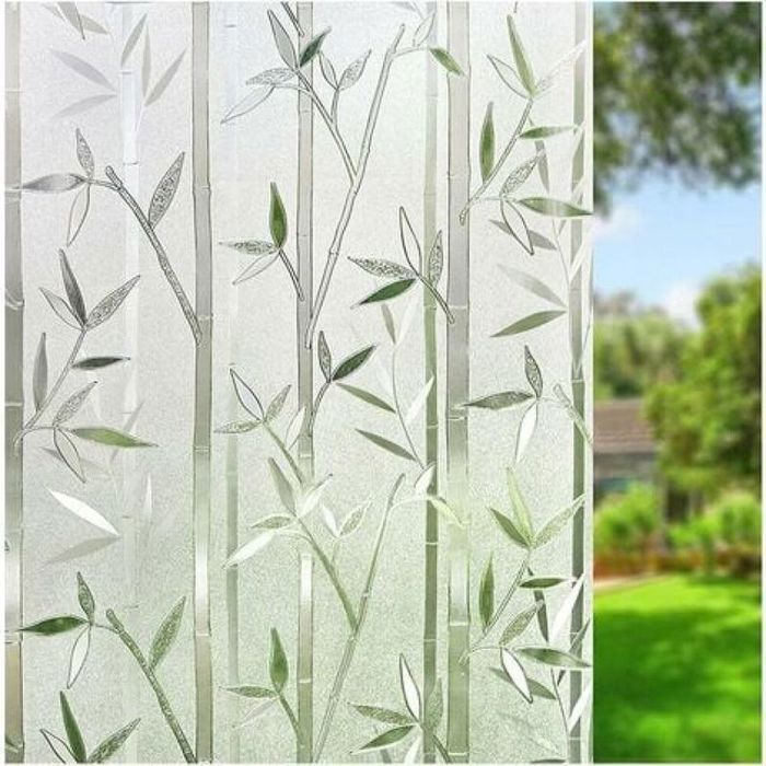 Film Statique pour Fenêtre Motif Bambou 60 x 200 cm - Film Adhésif Sans Colle pour Intimité - Fenêtres Portes et Armoires