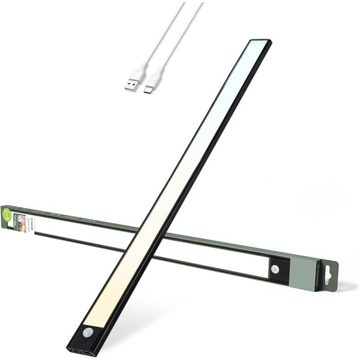 Lampe LED Rechargeable LED Cuisine Sous Meuble 60cm USB C 4400mAh 3 Températures de Couleur 1 pièce 60 cm Noir ECLAIRAGE DE MEUBLE