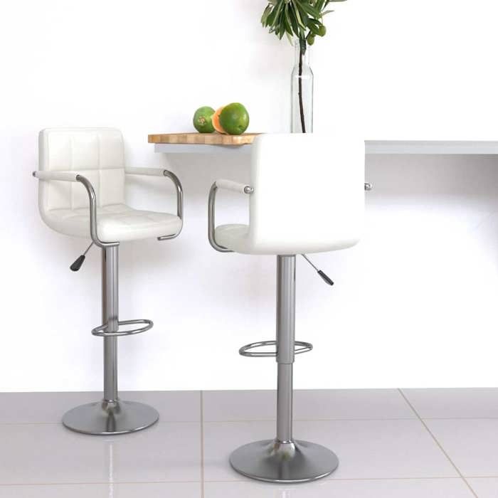 Nouveau Tabourets de bar lot de 2 blanc similicuir poids:16.1 kg @1231
