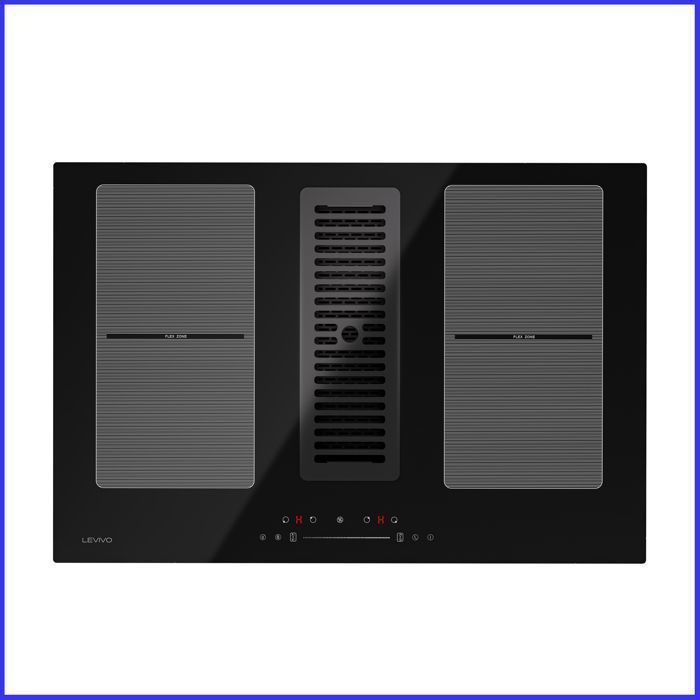 Table de cuisson à induction encastrable de 77cm avec hotte intégrée (482m³/h) 4 zones de cuisson 9 fonctions de puissance Booster