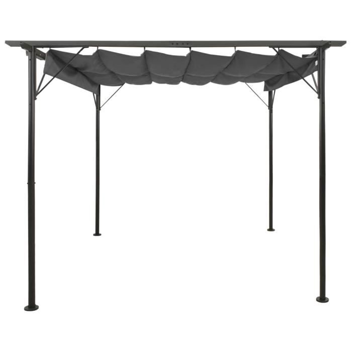 Pergola - ASHATA - 3x3 m - Toit rétractable - Acier enduit de poudre - 100% imperméable