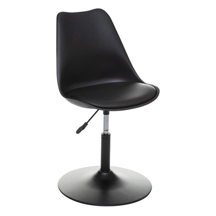 chaise de bureau ajustable atmosphera - aiko noir - assise rembourrée en forme coque