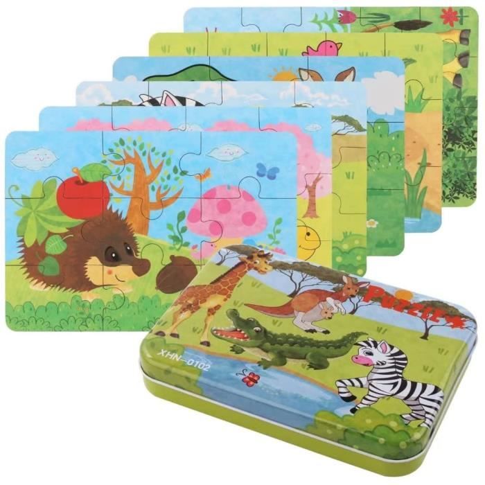 Puzzle Enfant 3 Ans, Double Face Puzzle Animaux, 88 Pièces Rond Puzle