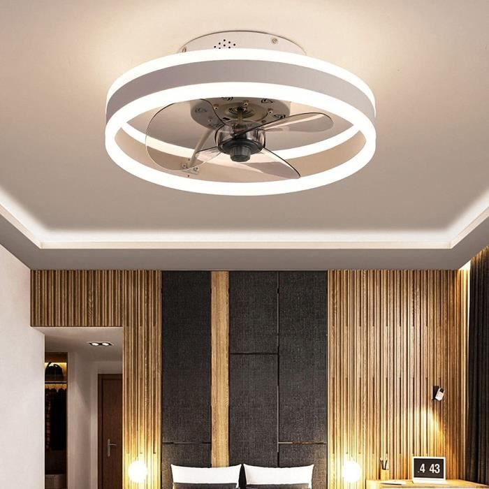 LED Éclairage Ventilateur de Plafond avec Éclairage Moderne Rond Plafonnier Ventilateur Éloigné Contrôle Silencieux Dimmable [134]