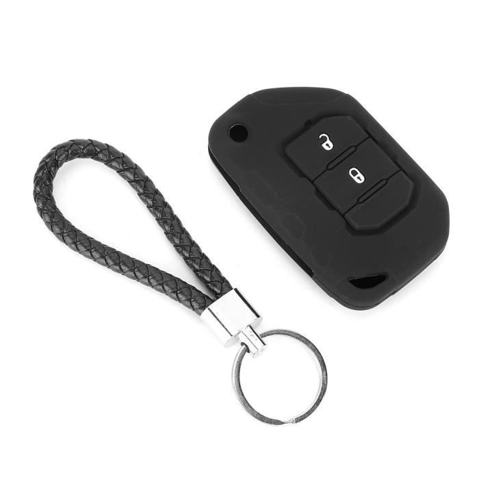 Aizhiyuan 2 boutons noir silicone clé de voiture couvercle de protection accessoires de voiture fit pour jeep wrangler jl 2018+